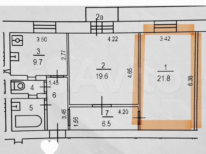 Комната 21,8 м² в 2-к., 8/10 эт.