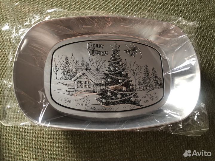 Тарелка металлическая подарочная Новый год