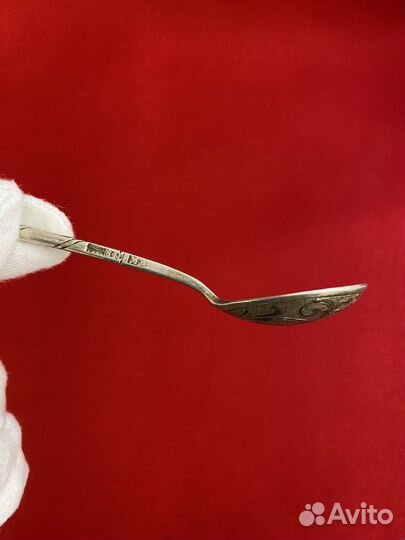 Царская чайная серебряная ложка с чернением