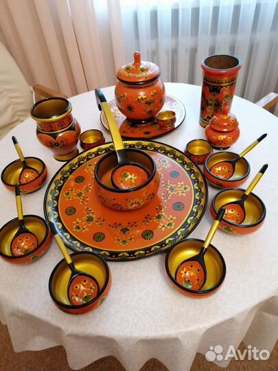 Набор деревянной посуды хохлома