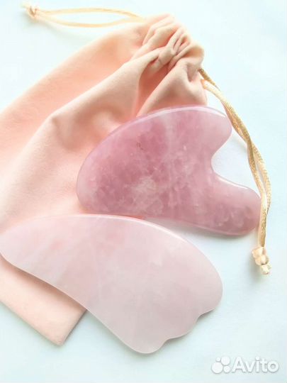 Массажный камень. Скребок гуаша розовый кварц