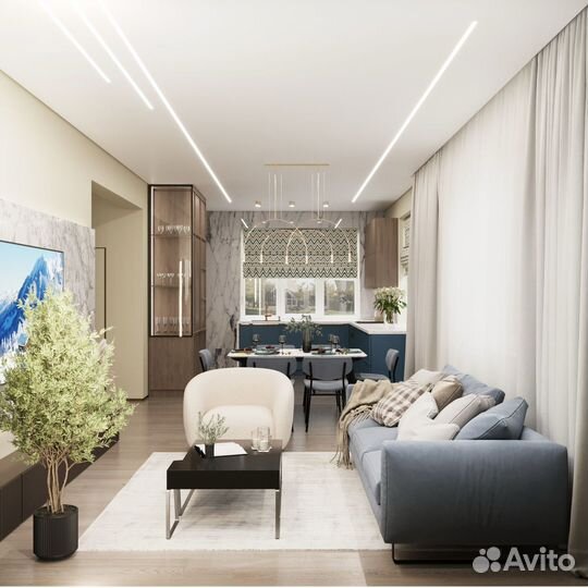 Дизайнер интерьера со строительной бригадой