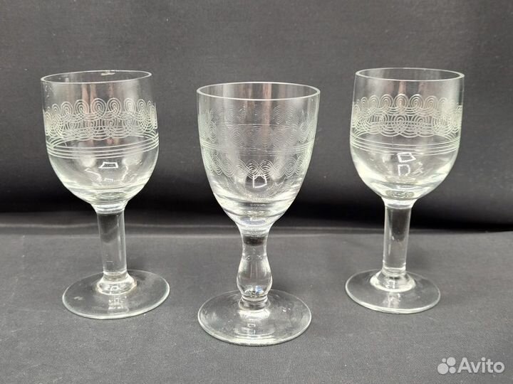 Рюмка тонкое стекло резьба орнамент пантография