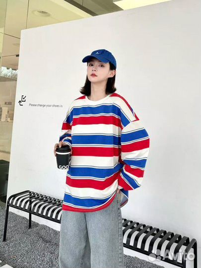 Полосатый лонгсливв корейском стиле