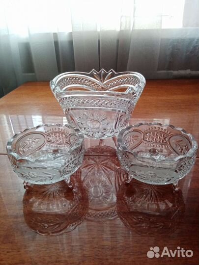 Хрустальная ваза на ножках СССР