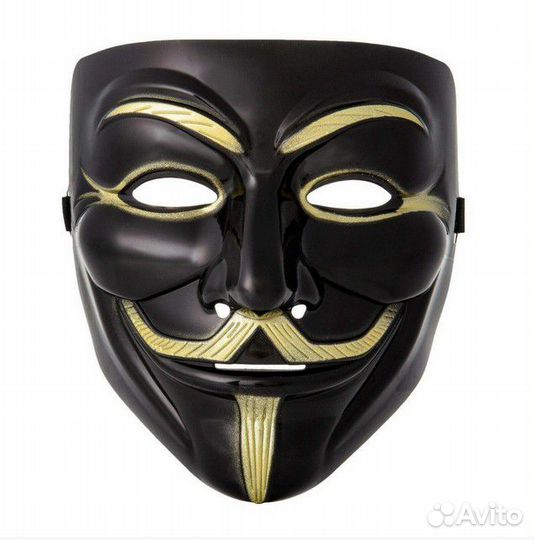 Черная карнавальная Маска Гая Фокса (Анонимуса)