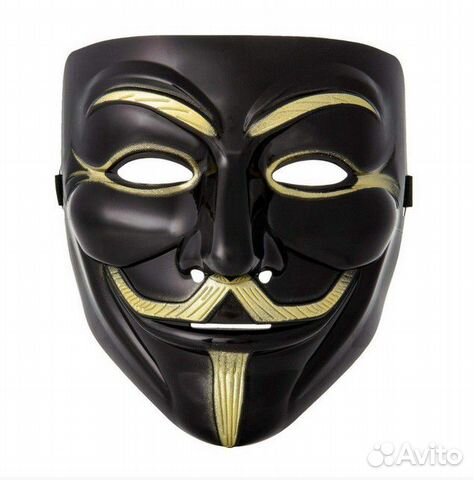 Черная карнавальная Маска Гая Фокса (Анонимуса)