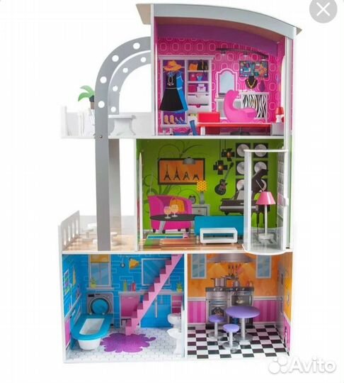 Кукольный домик для барби с мебелью и лифтом