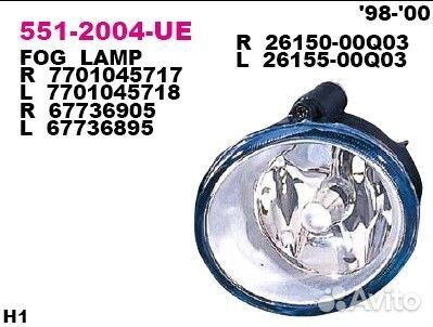 Фара противотуманная передн прав renault: laguna I