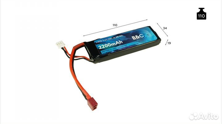 Аккумулятор B&C Lipo li-po 2s 2200mah 20C