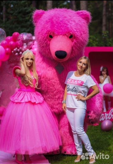 Белый,розовый медведь,кот, поздравление, аниматор