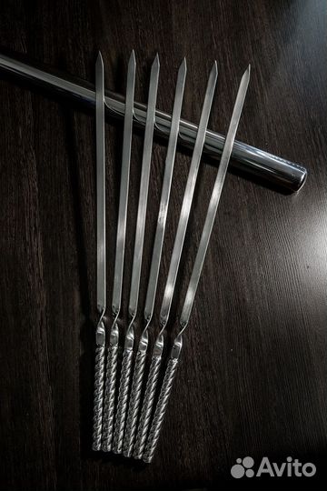 Стальной тубус с шампурами Chromium Steel 45 см