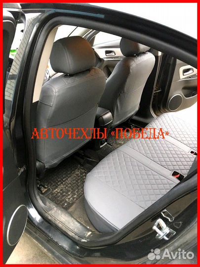 Чехлы Chevrolet Cruze из экокожи серые Ромб