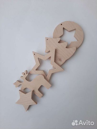 Набор деревянных ёлочных игрушек