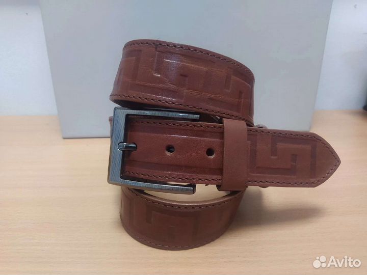 Мужской кожаный ремень. Коричневый