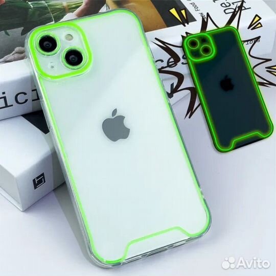 Силиконовый неоновый чехол для iPhone зеленый