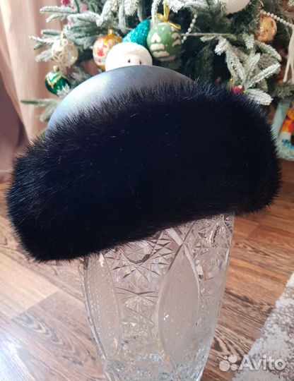 Шапка норка + кожа Боярка в отл.сост. р.56-57