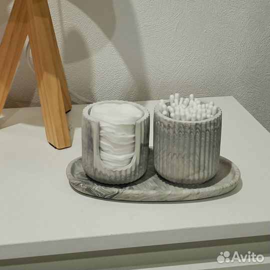 Органайзер для ватных палочек и дисков из гипса