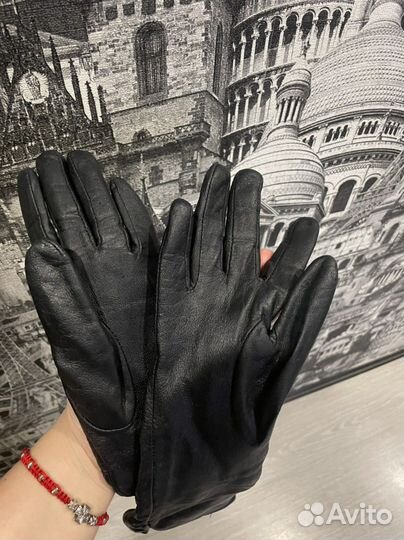 Перчатки женские кожаные с мехом