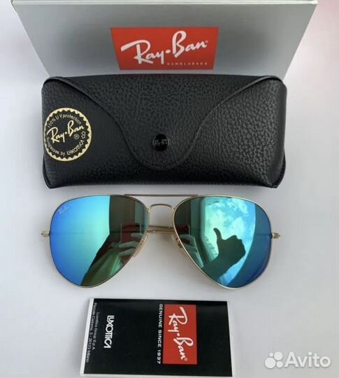 Очки ray ban aviator авиаторы зеркальные