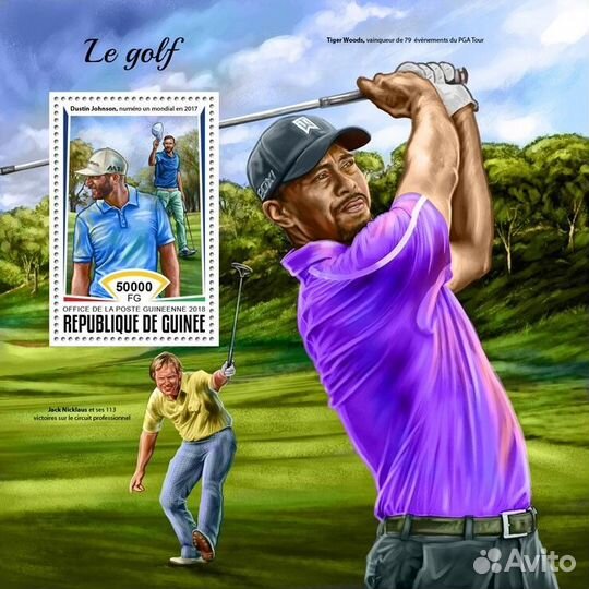 Гвинея, 2018. (gu18308) Спорт, гольф (мл+блок)