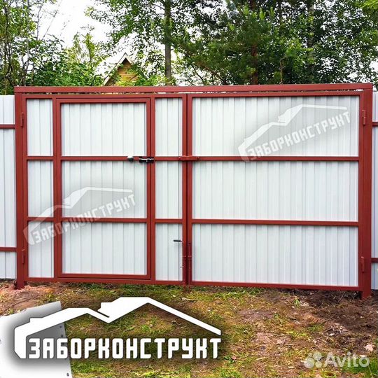 Ворота распашные (профнастил, евроштакетник, сетка