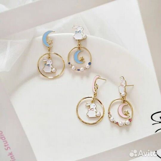 Серьги Алиса в стране чудес Белый Кролик