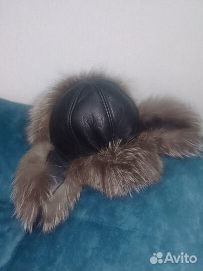 Шапка-ушанка из натуральной кожи и меха