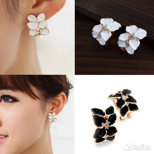 Серьги бабочки, цветы и плетеные шары