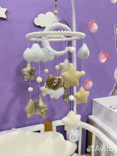 Мобиль на кроватку из фетра с подсветкой и музыкой