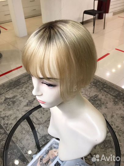 Накладка из натуральных волос с чёлкой (20см)