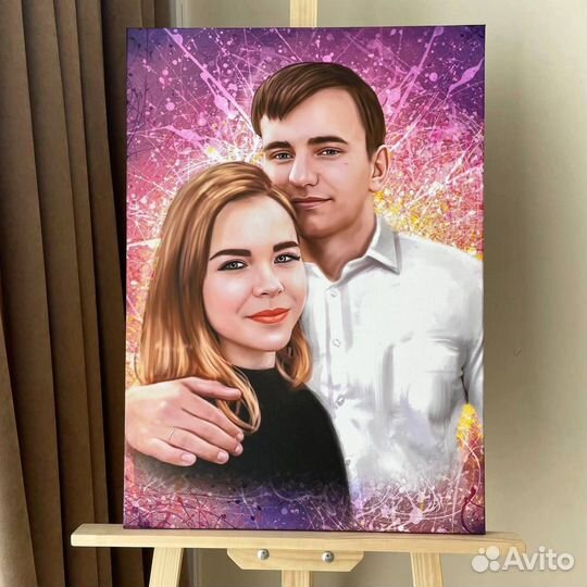 Портрет по фото на холсте, печать на холсте