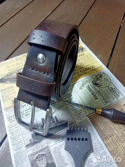 Ремень из натуральной кожи ручной работы
