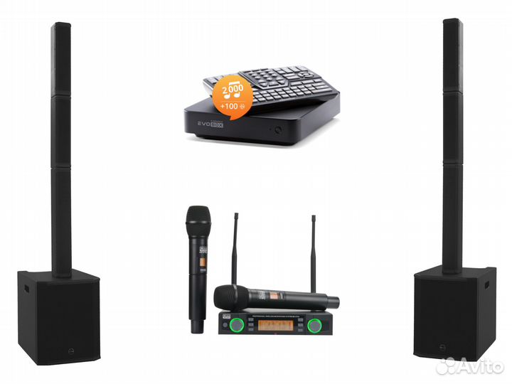 Караоке evobox микрофоны звуковые колонны