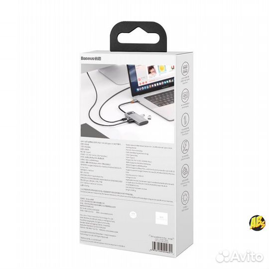 Хаб Baseus Metal Gleam Series 4в1 cahub-CY0G новый