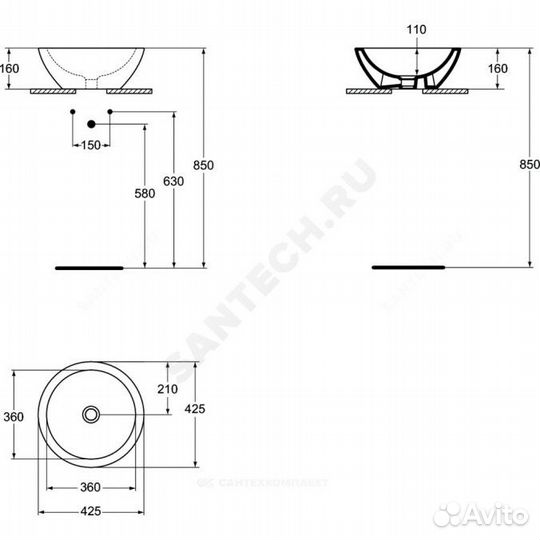 Умывальник меб strada 42 б/отв в/к Ideal Standard