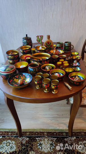 Посуда хохлома, разные наборы, рюмки, плошки