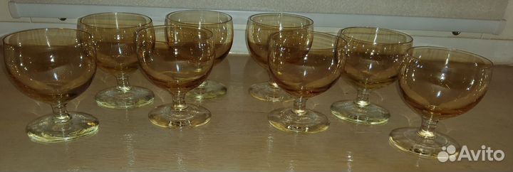 8 шт Фужеры бокалы Рюмки Цветное стекло СССР