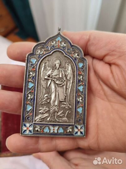 Икона серебро эмаль 84 пробы