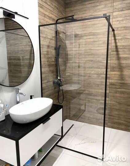 Стеклянные душевые перегородки на заказ, монтаж