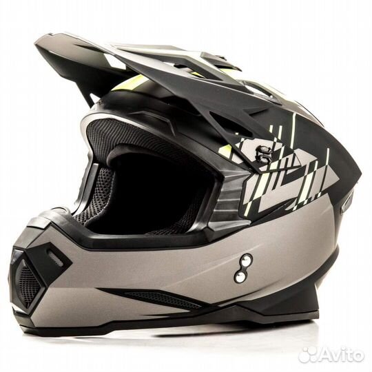 Шлем мото кроссовый hizer J6801 #1 (L) gray/lemon