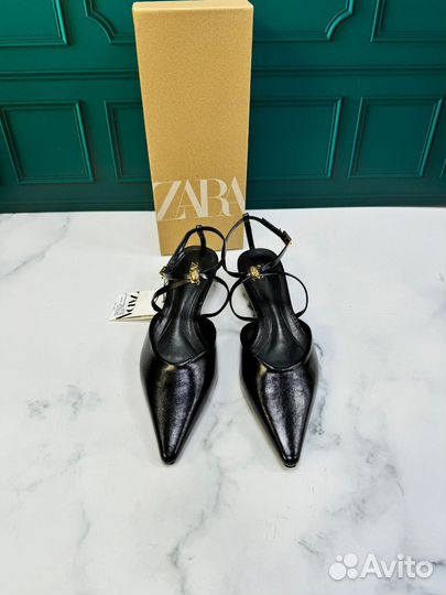 Туфли кожаные Zara черные 36-40р