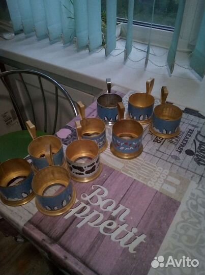 Старые подстаканники с эмалью из времён СССР