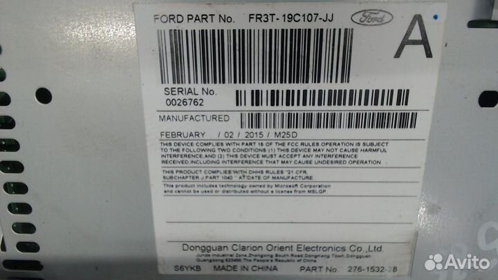 Магнитола Ford Mustang, 2015