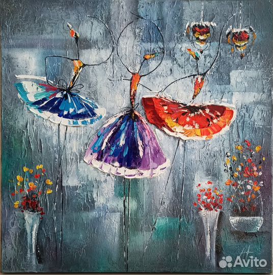 Картина маслом на холсте балерины танец