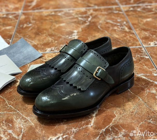 Santoni Размер UK 7 1/2 Новые монки на меху