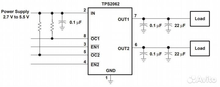 Микросхема TPS2062adrbr QFN