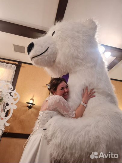 Белый мишка поздравление, ростовая кукла