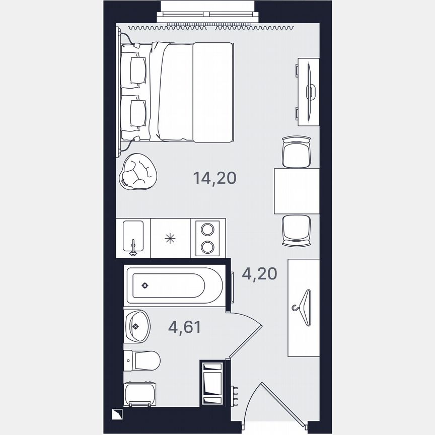 Апартаменты-студия, 23 м², 3/24 эт.