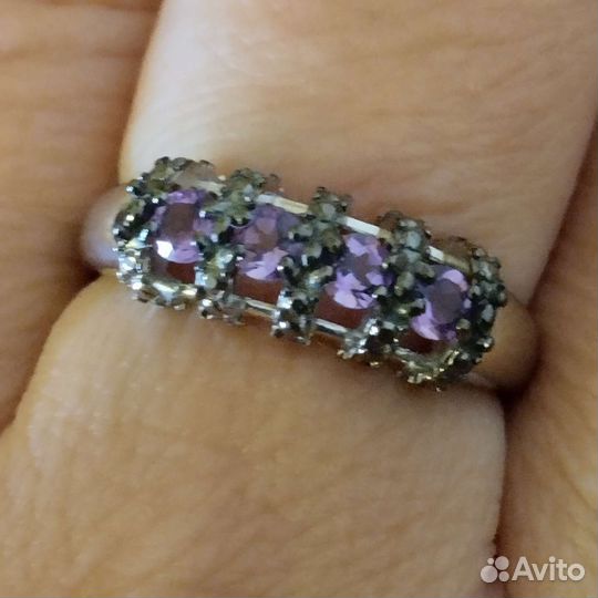 Нат Аметист серебряное кольцо